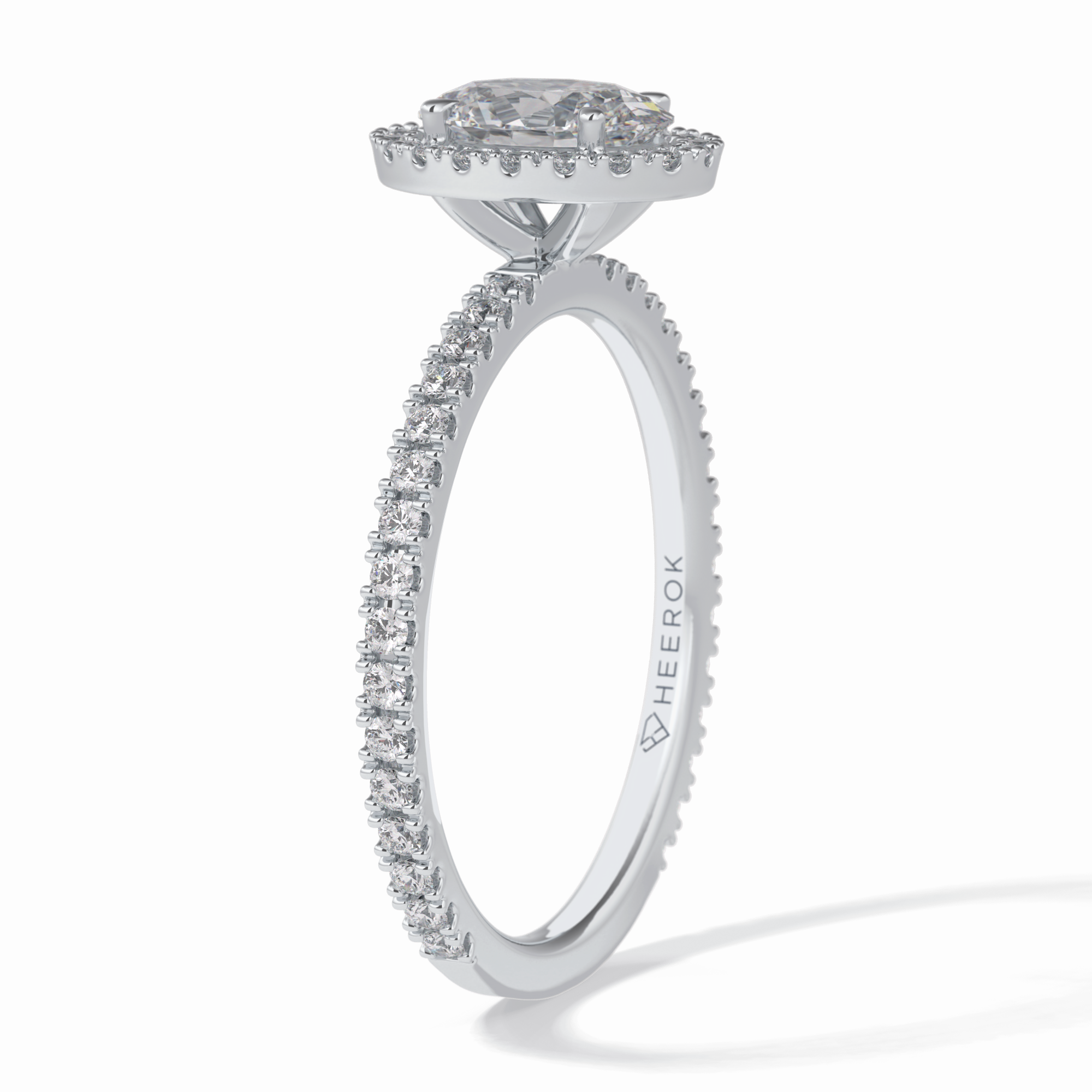Celestial 0.75 Carat Oval VS1 Lab-Grown Halo Engagement Ring in 18k White Gold