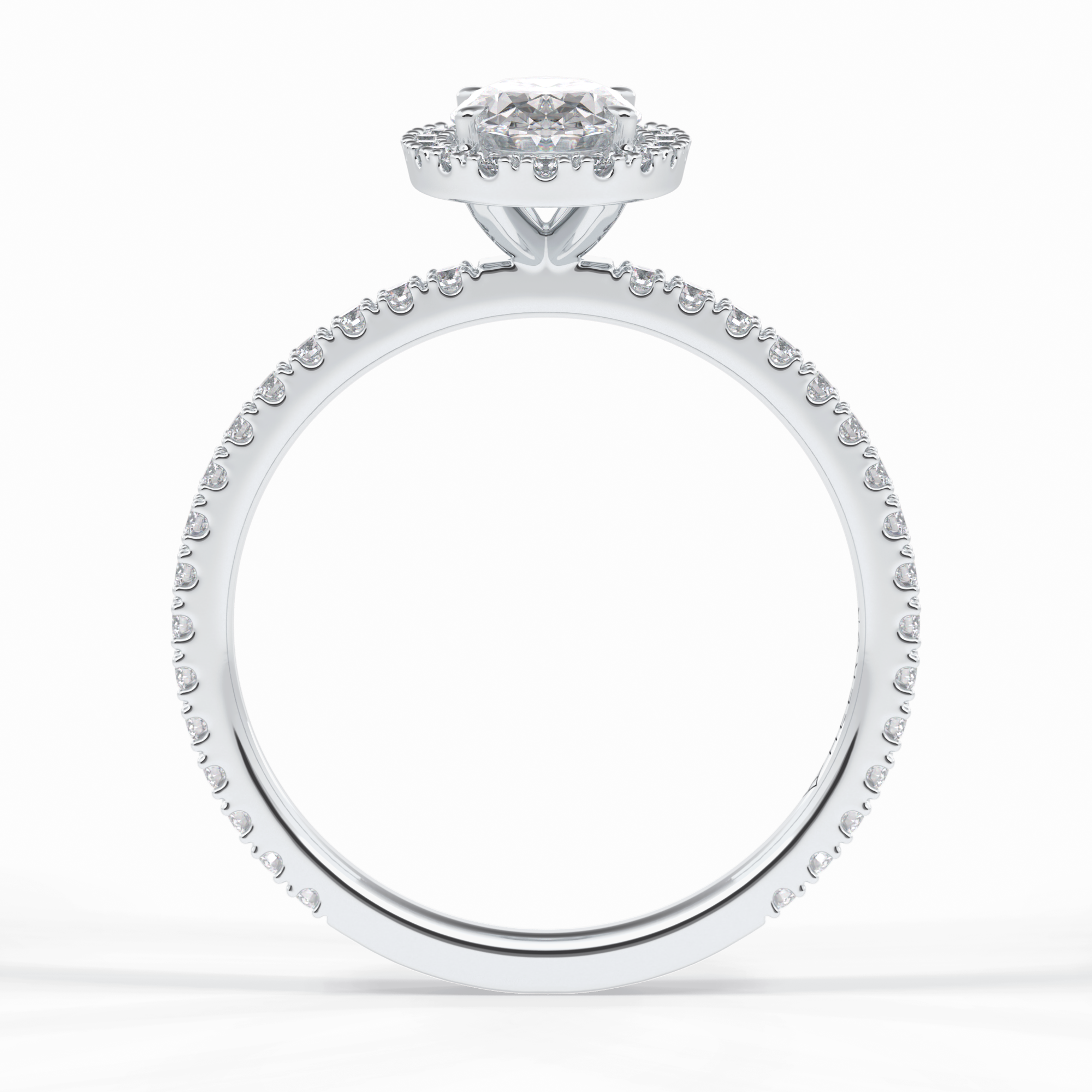 Celestial 0.75 Carat Oval VS1 Lab-Grown Halo Engagement Ring in 18k White Gold