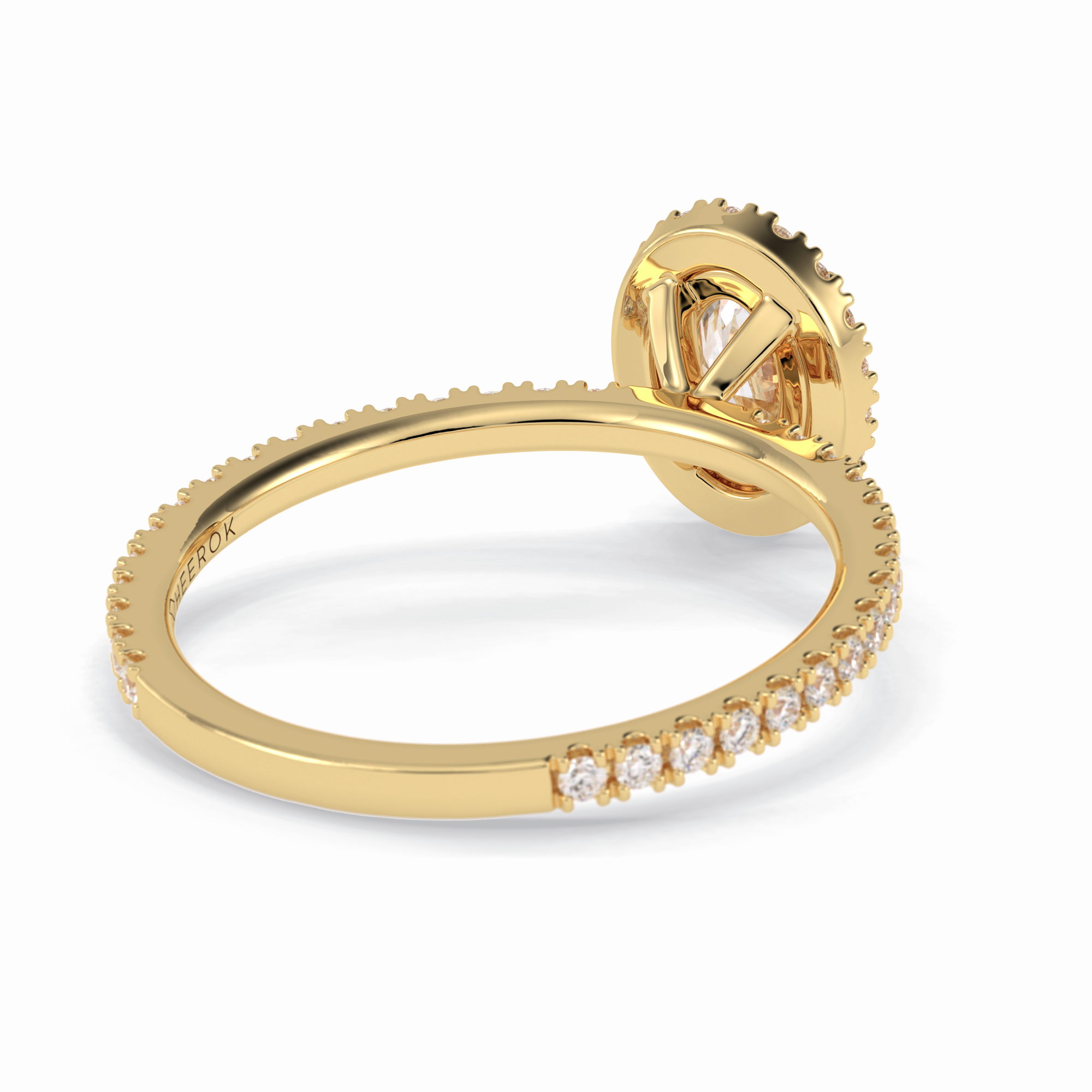 Celestial 0.75 Carat Oval VS1 Lab-Grown Halo Engagement Ring in 18k Yellow Gold