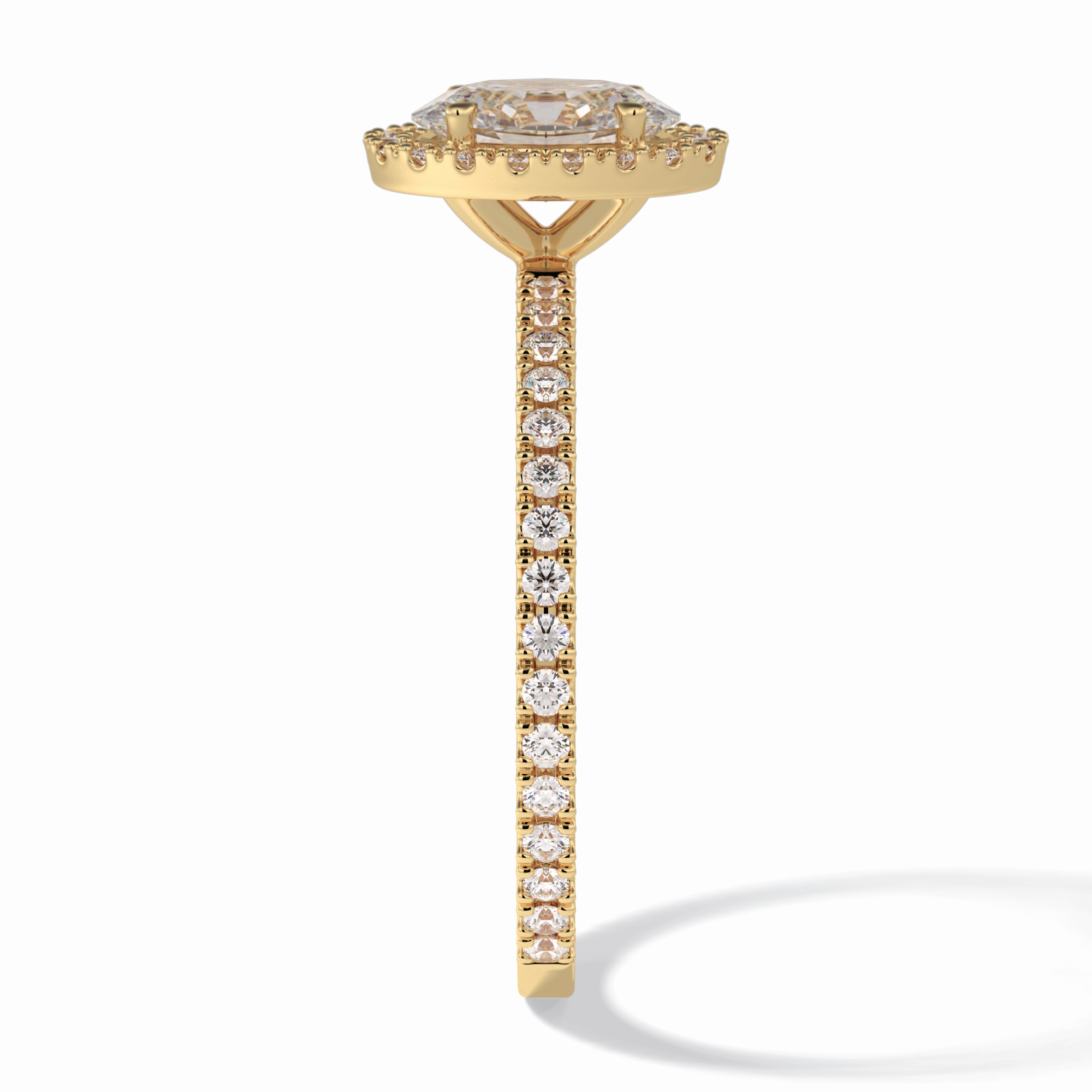 Celestial 0.75 Carat Oval VS1 Lab-Grown Halo Engagement Ring in 18k Yellow Gold