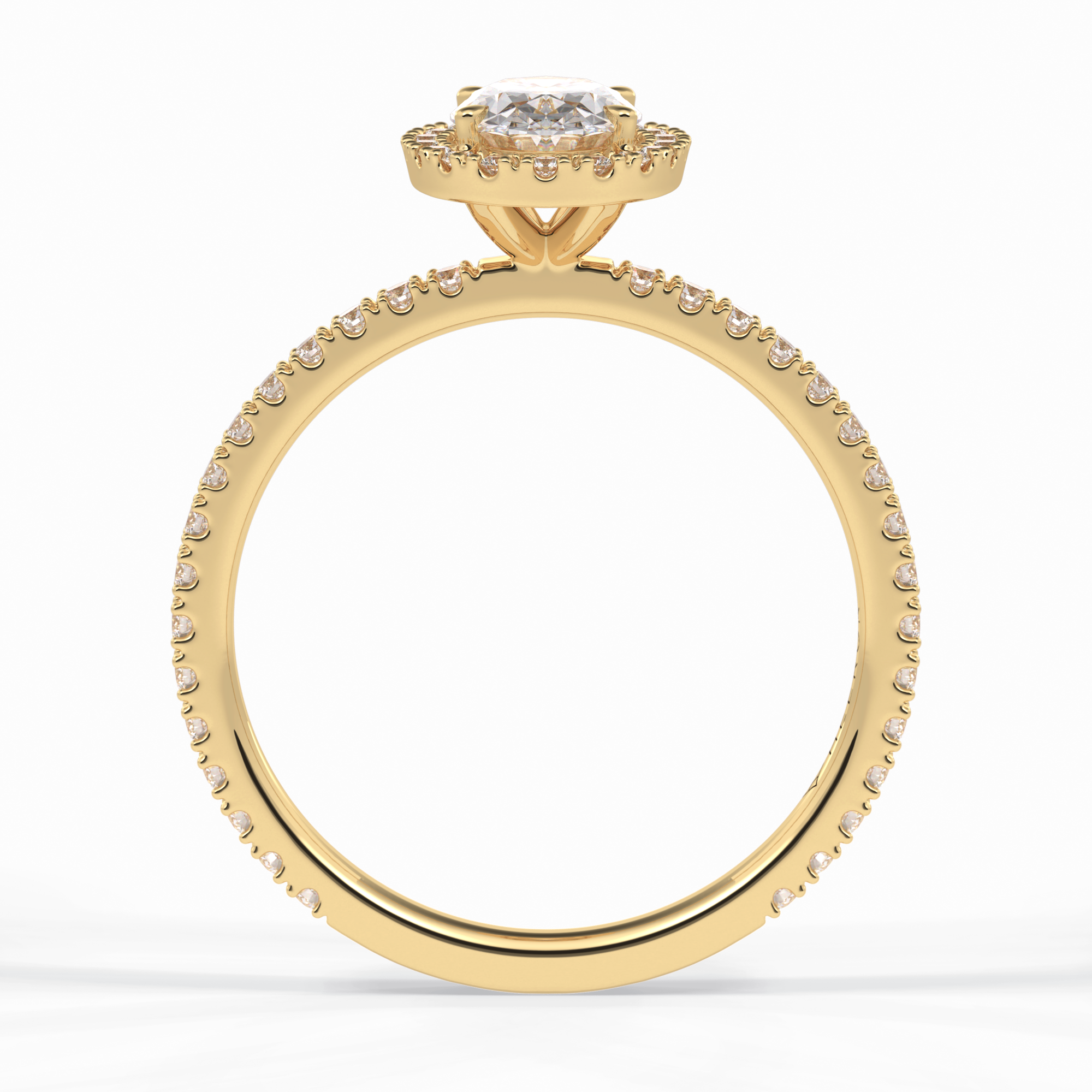Celestial 0.75 Carat Oval VS1 Lab-Grown Halo Engagement Ring in 18k Yellow Gold
