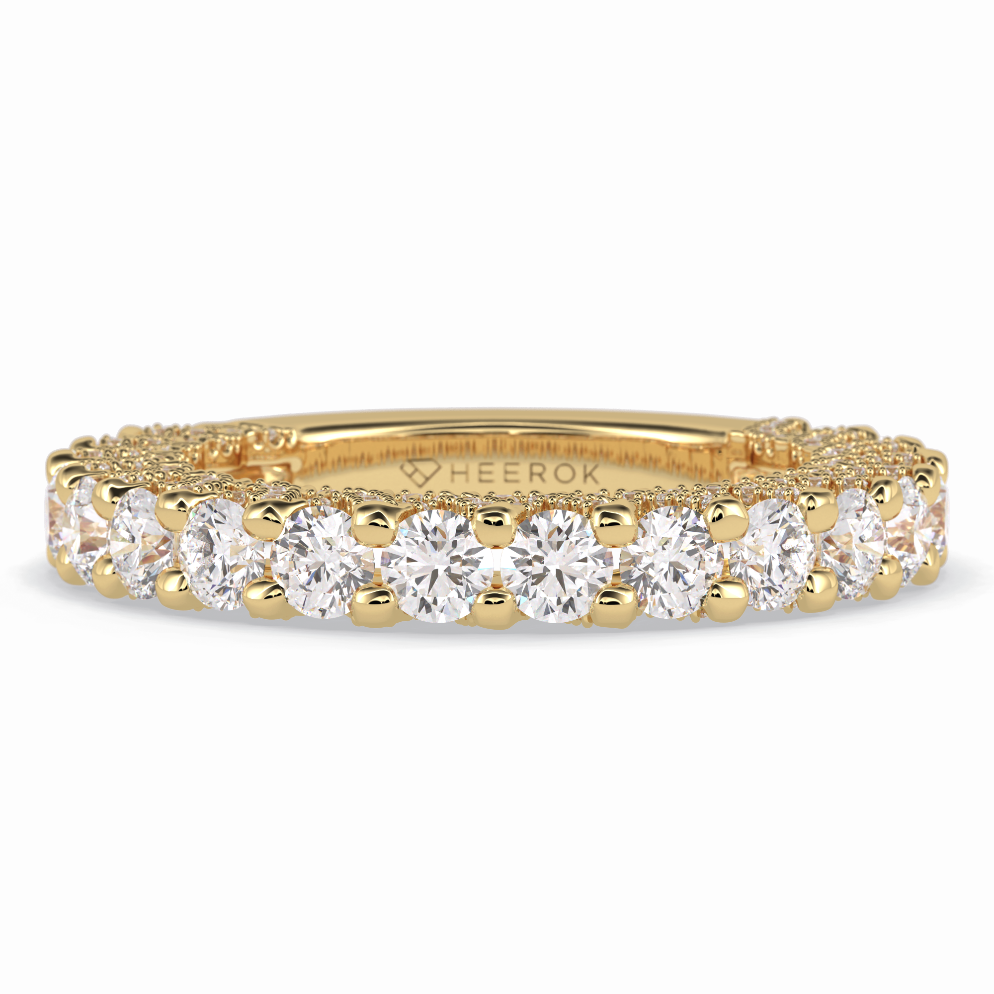 Celestial 1.48 Carat Round VVS1 Full Eternity Lab-Grown Wedding Band in 18K Yellow Gold