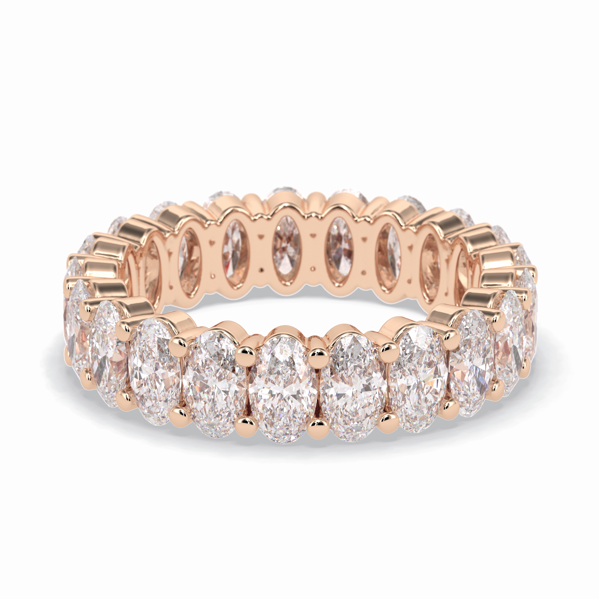Celestial Bond 3.80 Carat Oval VVS1 Moissanite Full Eternity Wedding Band in 18K Rose Gold