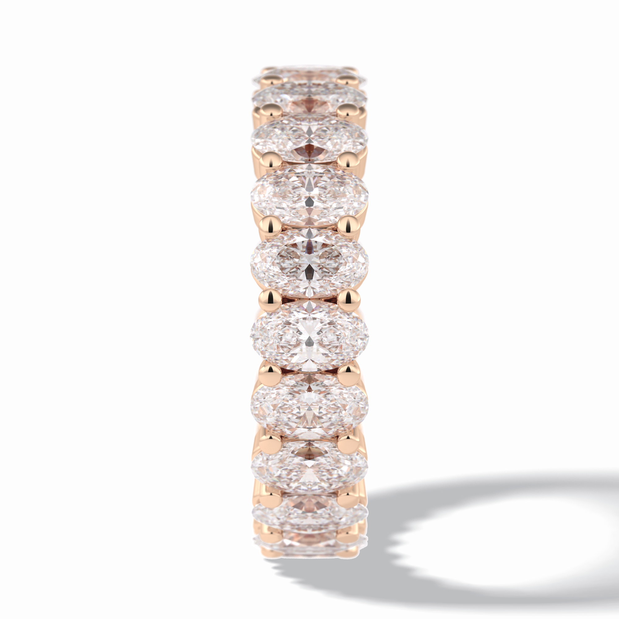 Celestial Bond 3.80 Carat Oval VVS1 Moissanite Full Eternity Wedding Band in 18K Rose Gold