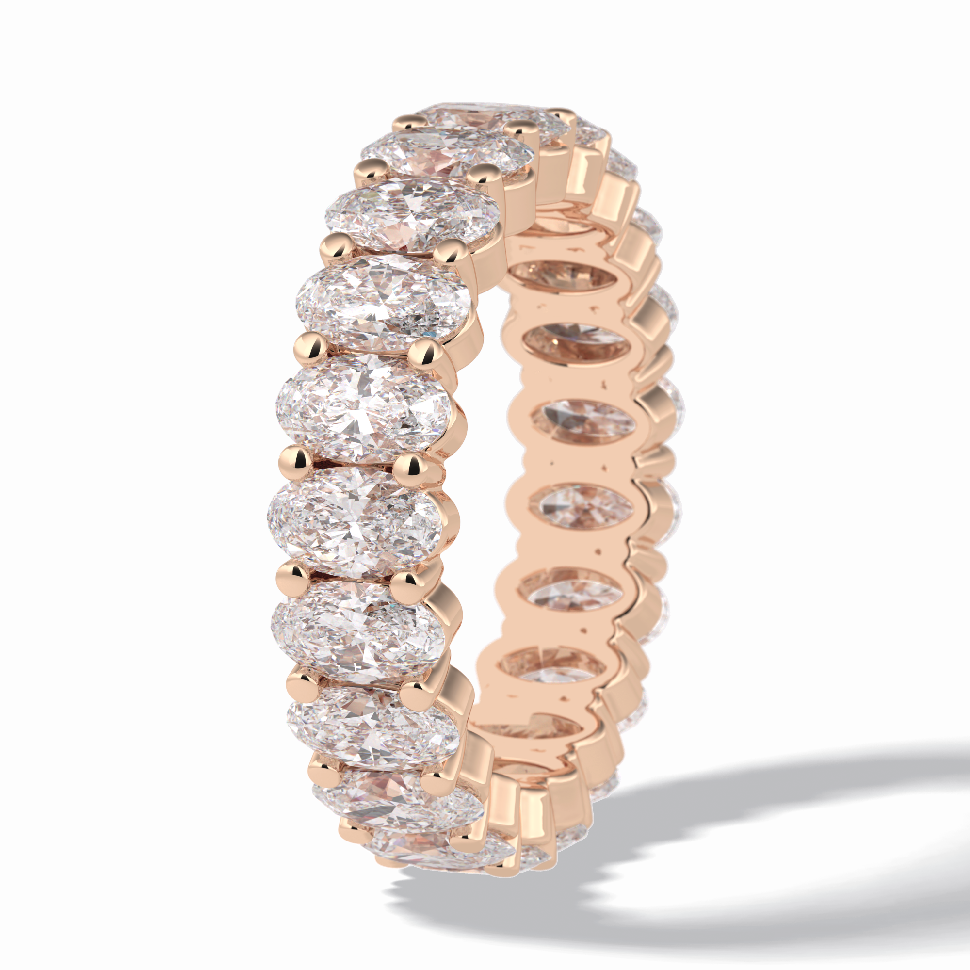 Celestial Bond 3.80 Carat Oval VVS1 Moissanite Full Eternity Wedding Band in 18K Rose Gold