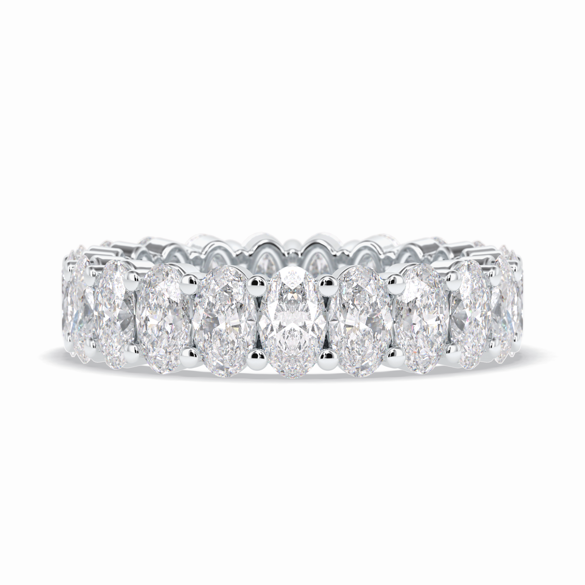 Celestial Bond 3.80 Carat Oval VVS1 Moissanite Full Eternity Wedding Band in 18K White Gold