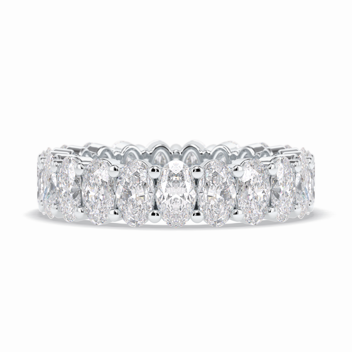 Celestial Bond 3.80 Carat Oval VVS1 Moissanite Full Eternity Wedding Band in 18K White Gold