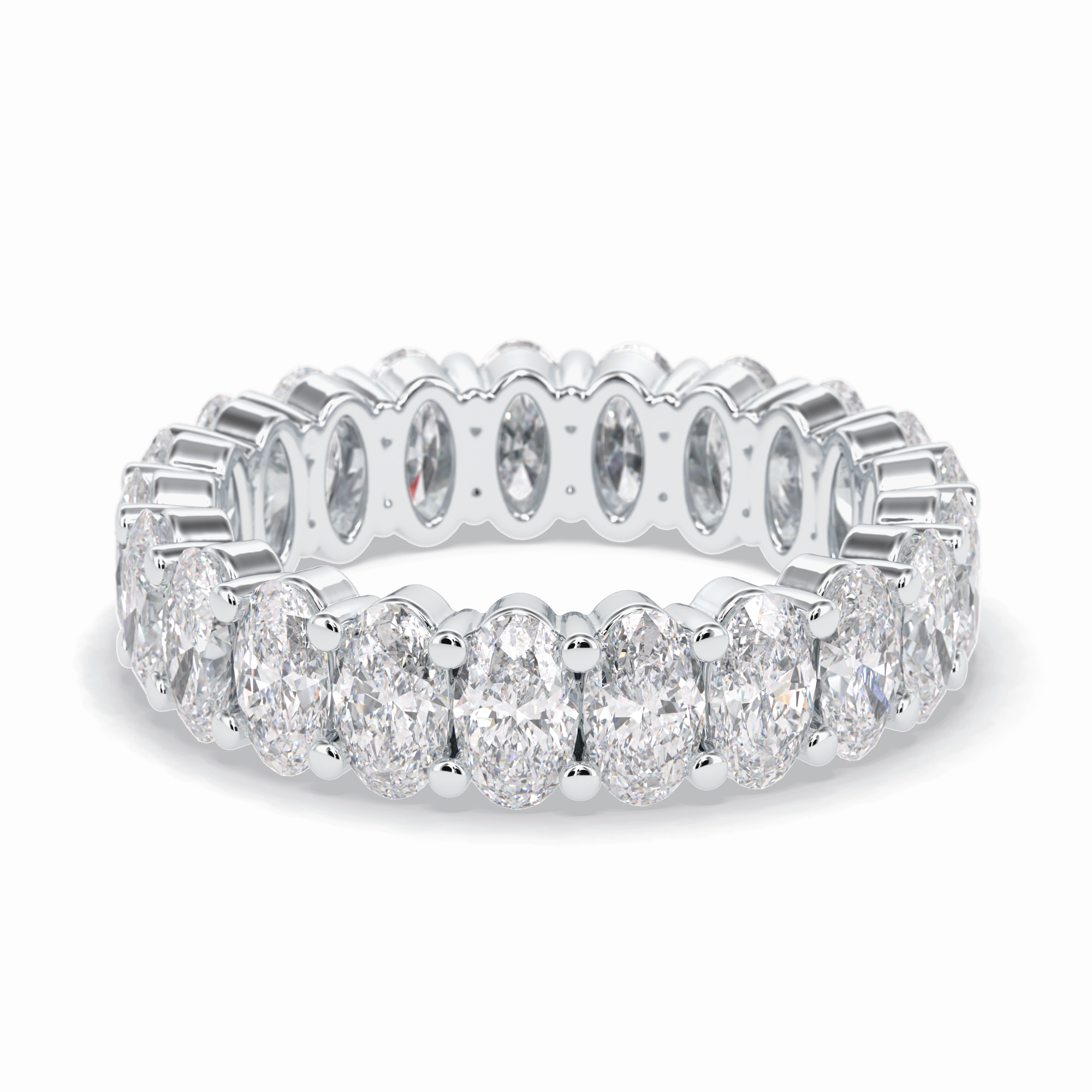 Celestial Bond 3.80 Carat Oval VVS1 Moissanite Full Eternity Wedding Band in 18K White Gold