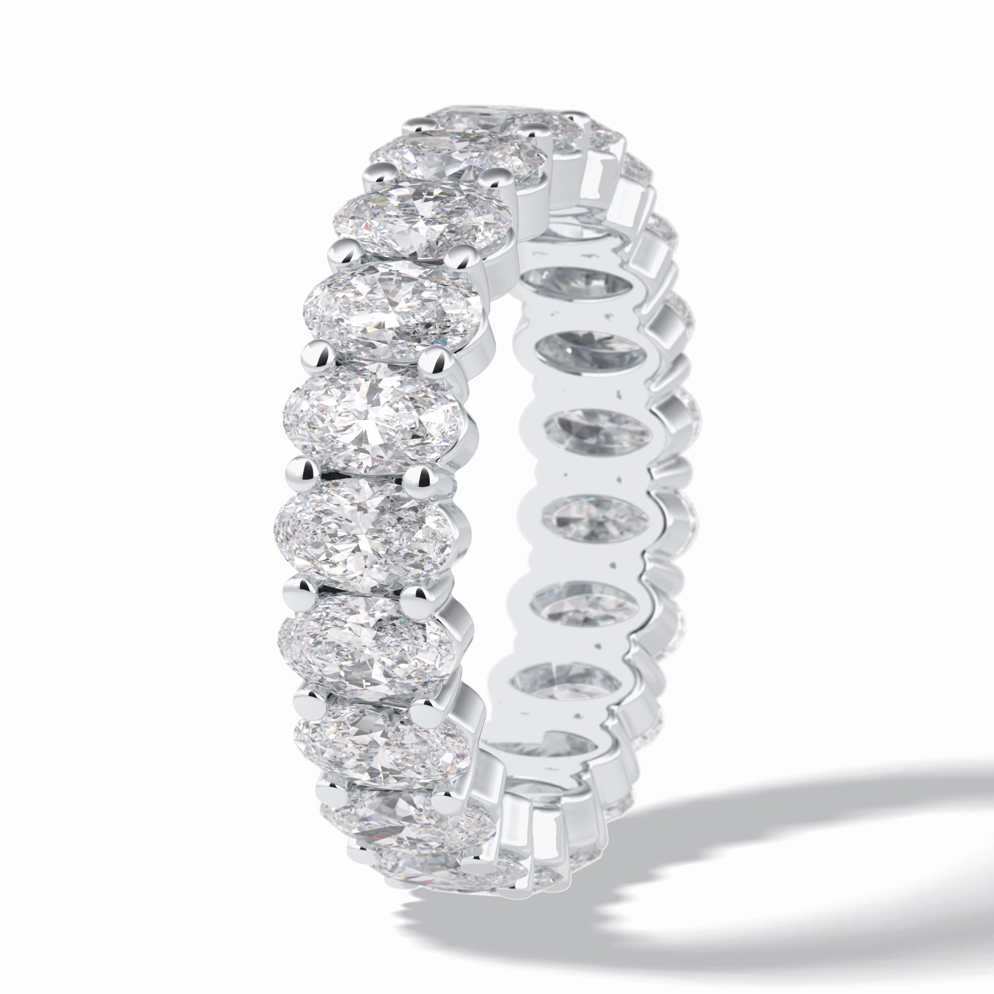 Celestial Bond 3.80 Carat Oval VVS1 Moissanite Full Eternity Wedding Band in 18K White Gold