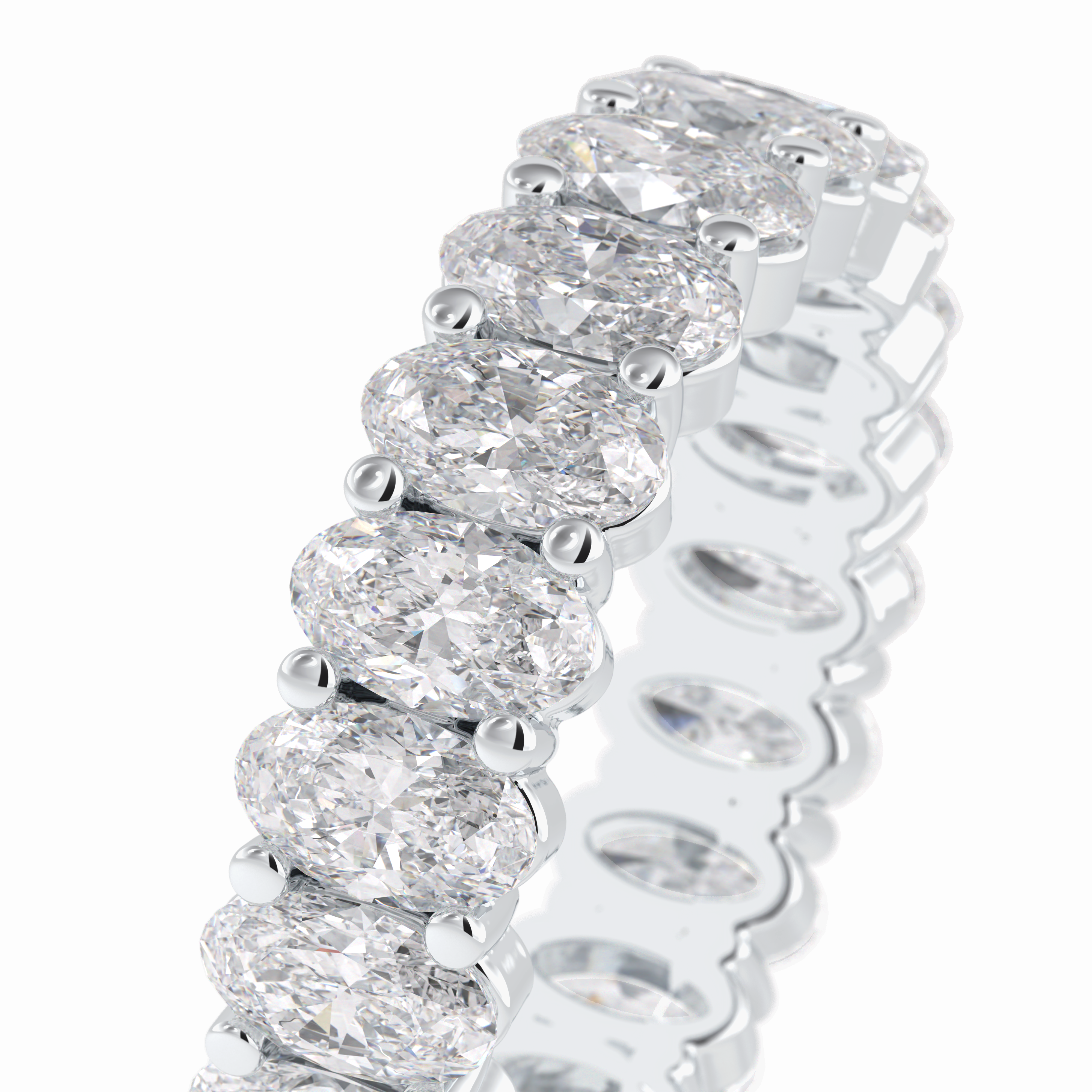 Celestial Bond 3.80 Carat Oval VVS1 Moissanite Full Eternity Wedding Band in 18K White Gold