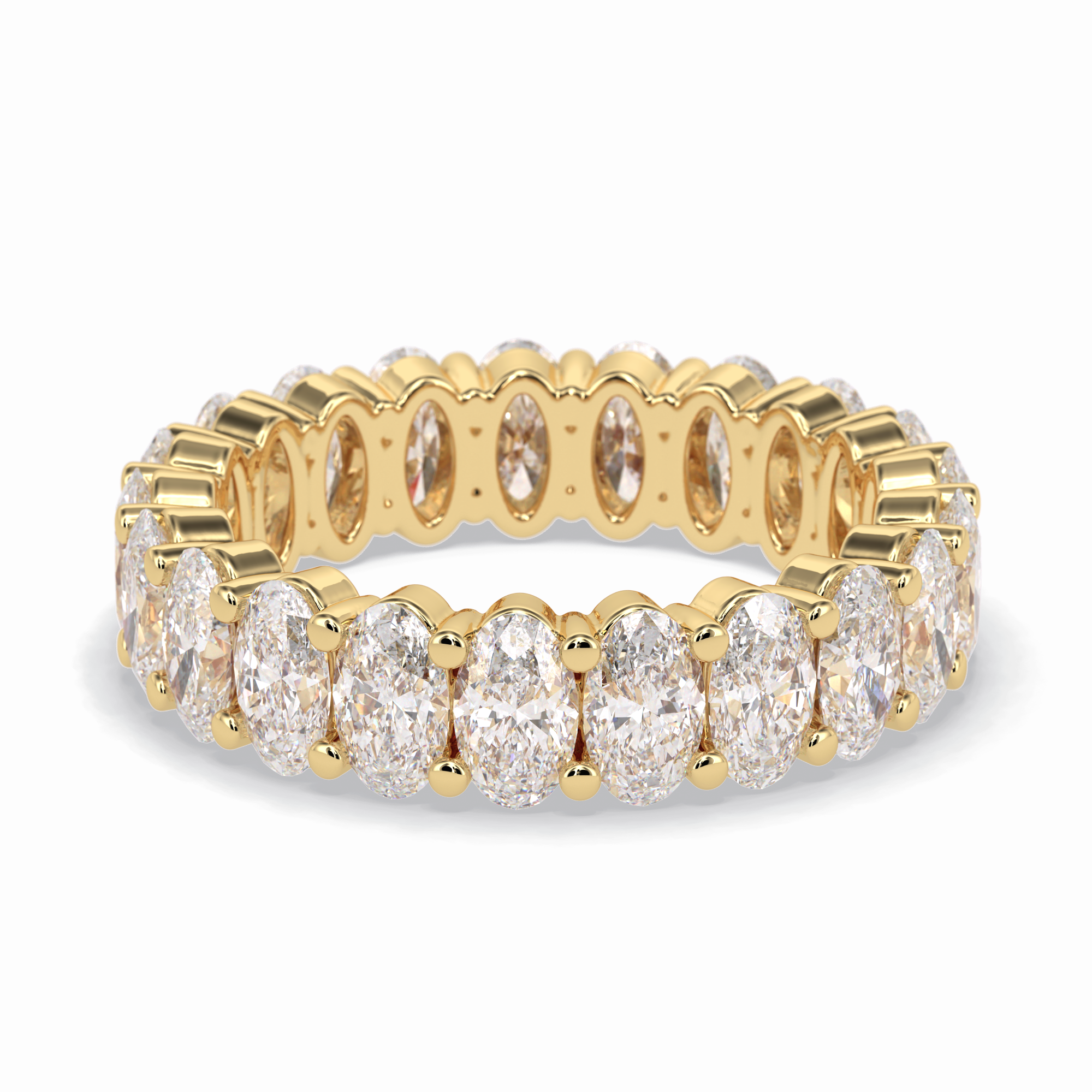 Celestial Bond 3.80 Carat Oval VVS1 Moissanite Full Eternity Wedding Band in 18K Yellow Gold