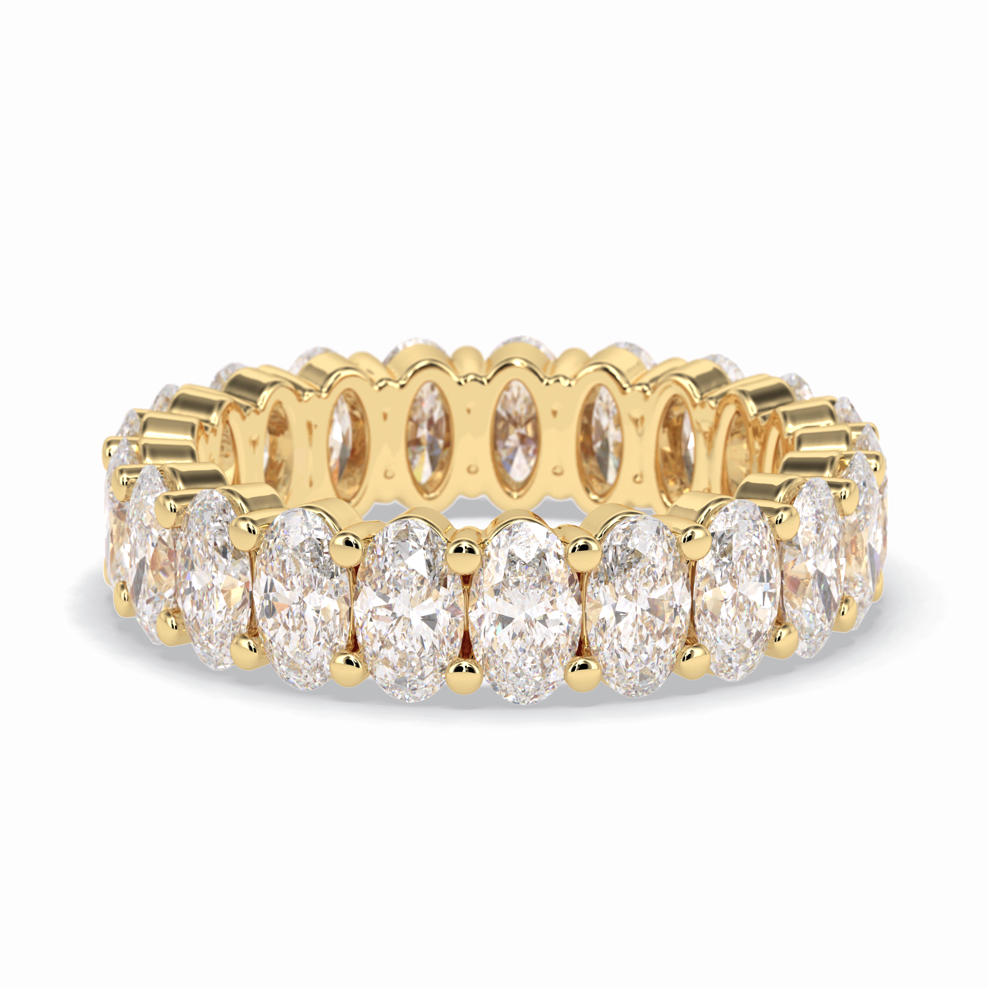 Celestial Bond 3.80 Carat Oval VVS1 Moissanite Full Eternity Wedding Band in 18K Yellow Gold