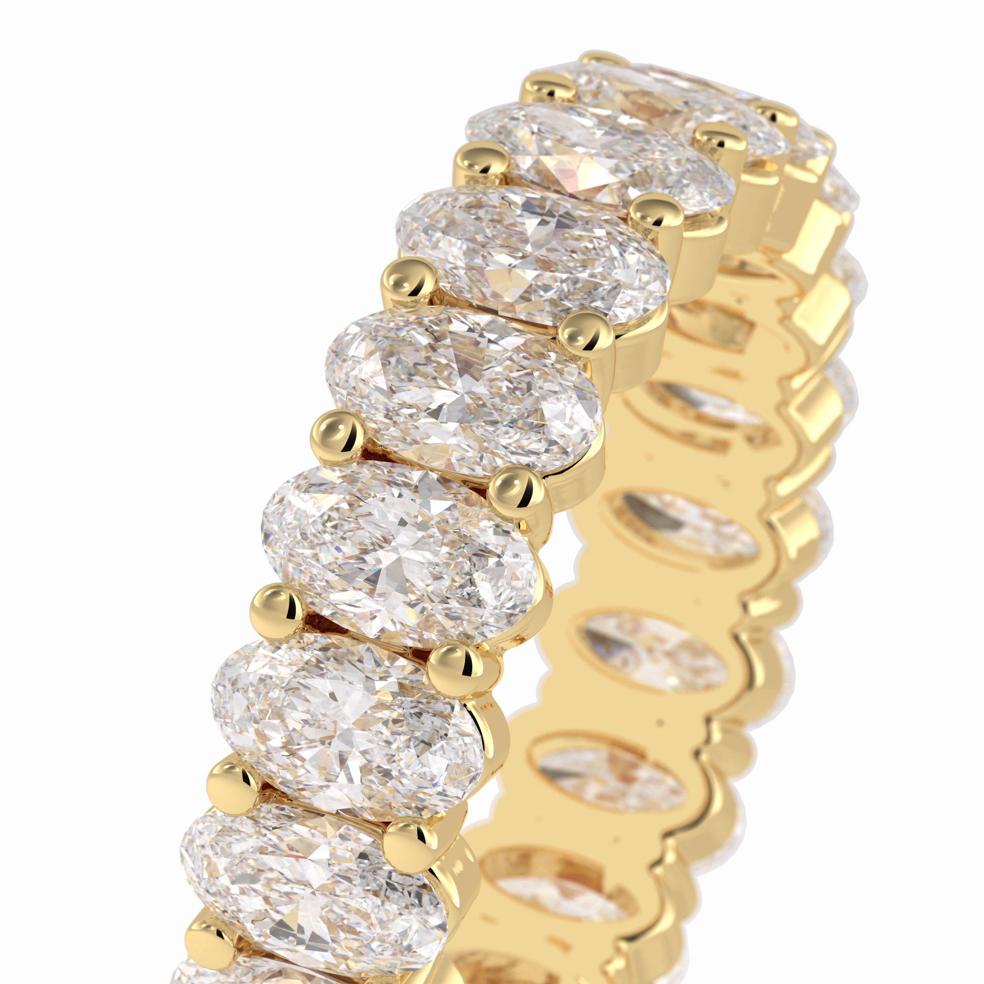 Celestial Bond 3.80 Carat Oval VVS1 Moissanite Full Eternity Wedding Band in 18K Yellow Gold