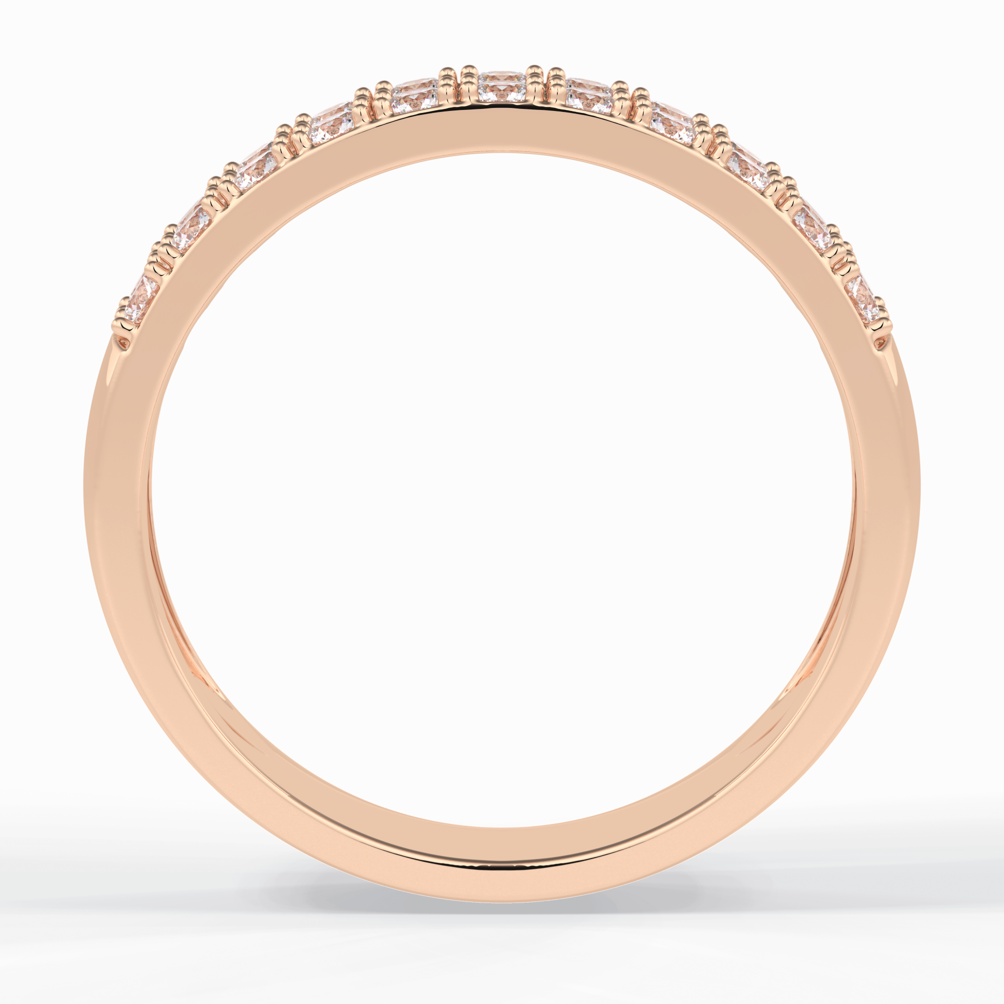 Celestial Echo 0.77 Carat Round VS1 Lab-Grown Wedding Band in 18K Rose Gold