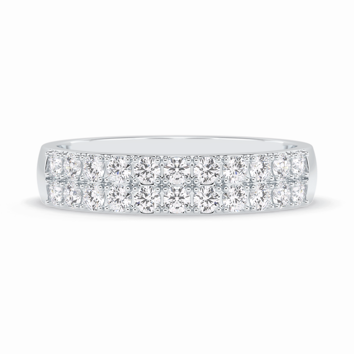 Celestial Echo 0.77 Carat Round VS1 Lab-Grown Wedding Band in 18K White Gold
