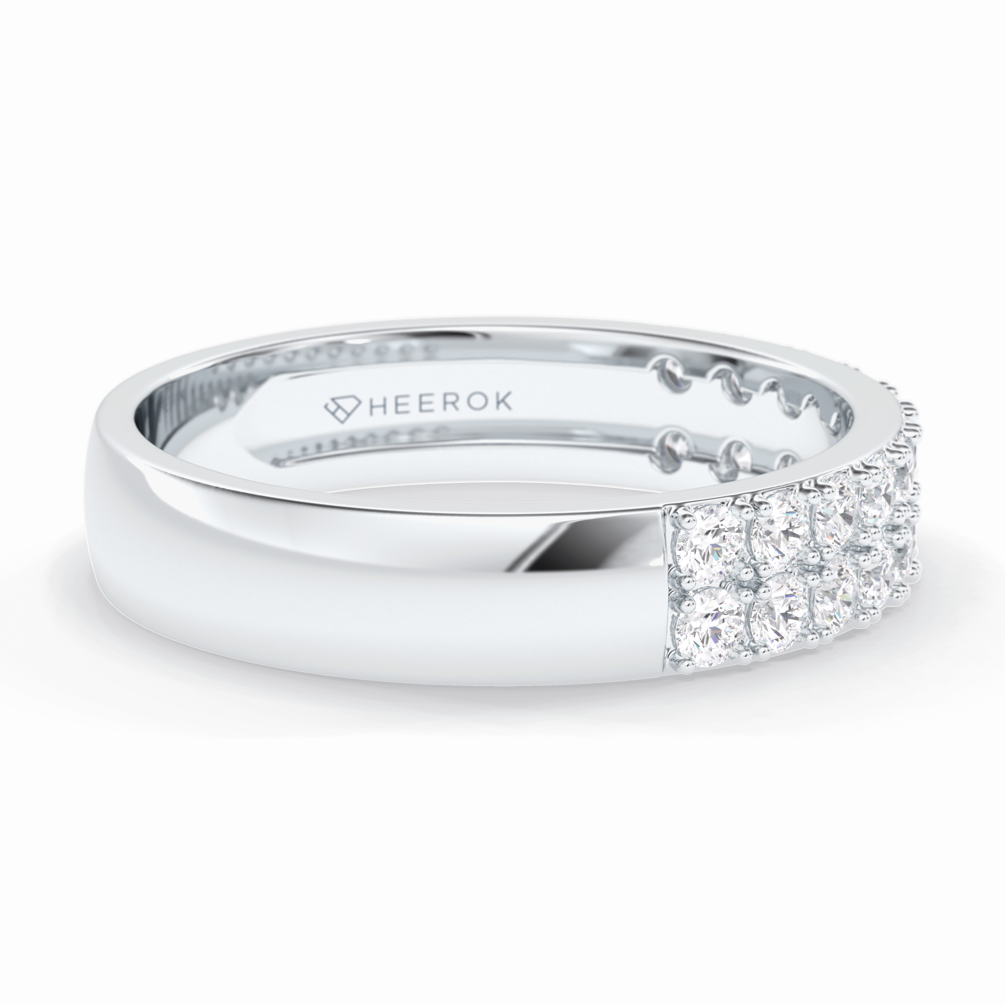 Celestial Echo 0.77 Carat Round VS1 Lab-Grown Wedding Band in 18K White Gold