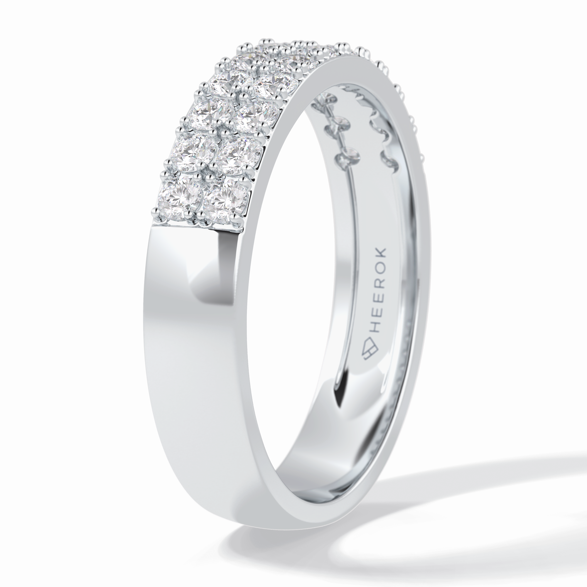 Celestial Echo 0.77 Carat Round VS1 Lab-Grown Wedding Band in 18K White Gold