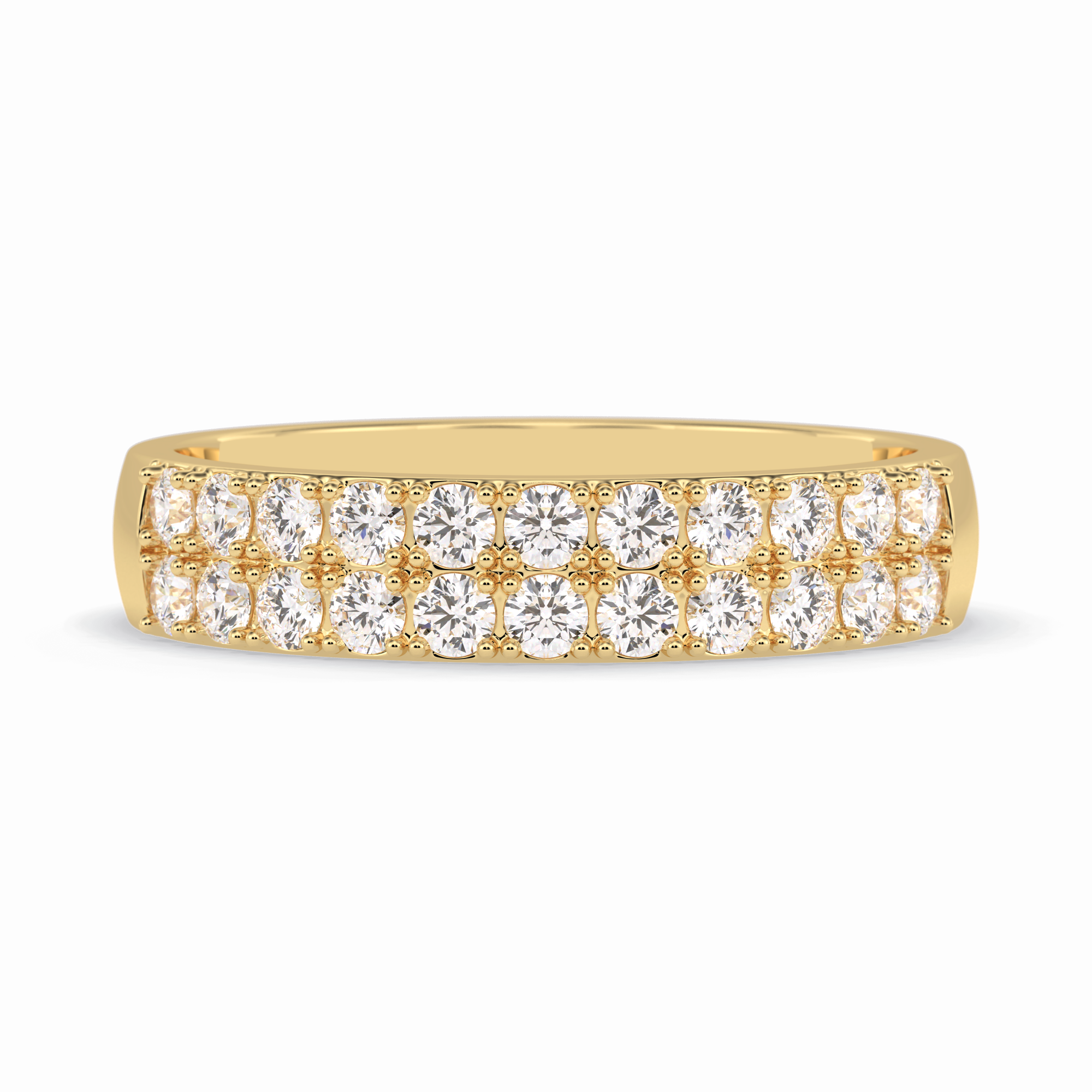 Celestial Echo 0.77 Carat Round VS1 Lab-Grown Wedding Band in 18K Yellow Gold