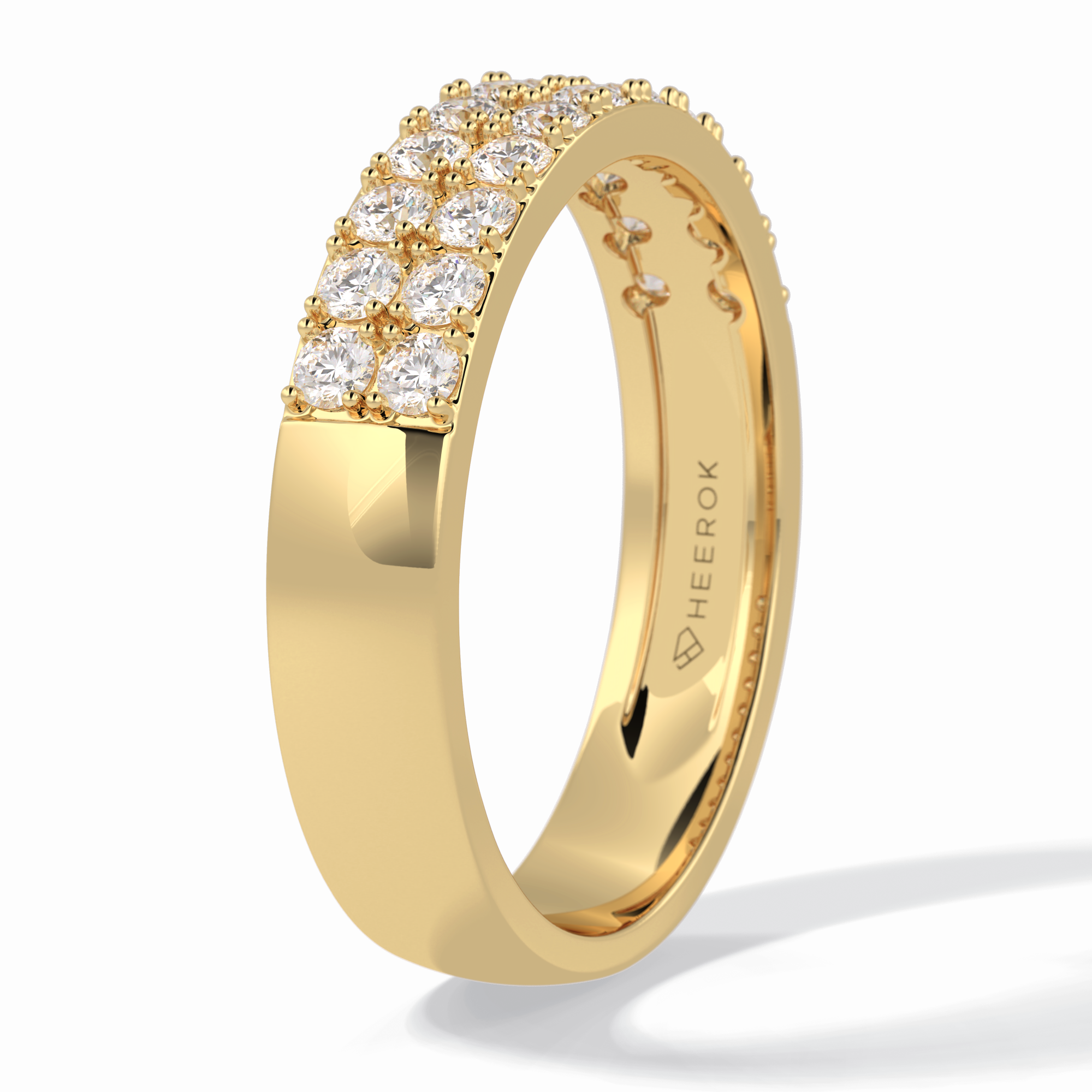 Celestial Echo 0.77 Carat Round VS1 Lab-Grown Wedding Band in 18K Yellow Gold