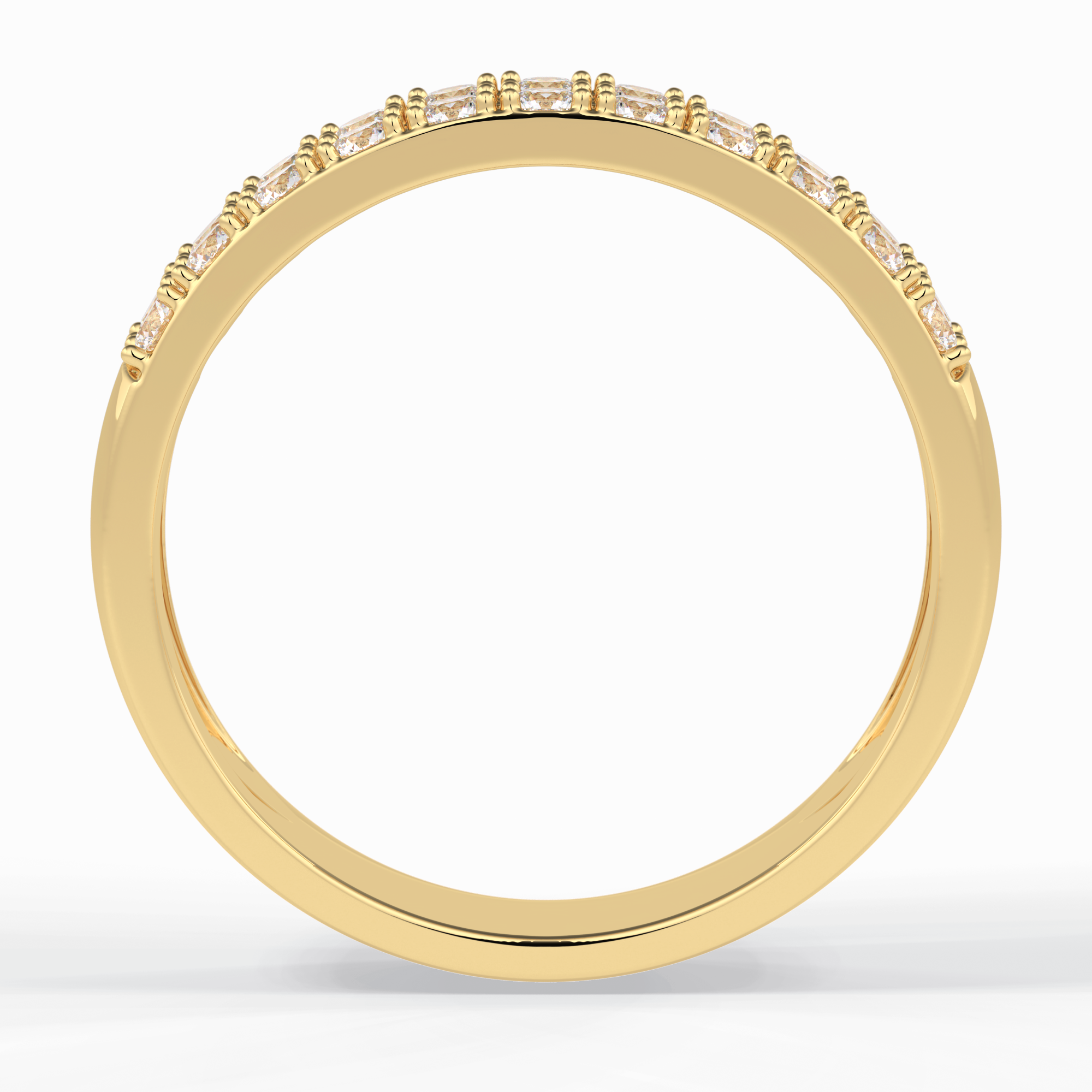 Celestial Echo 0.77 Carat Round VS1 Lab-Grown Wedding Band in 18K Yellow Gold