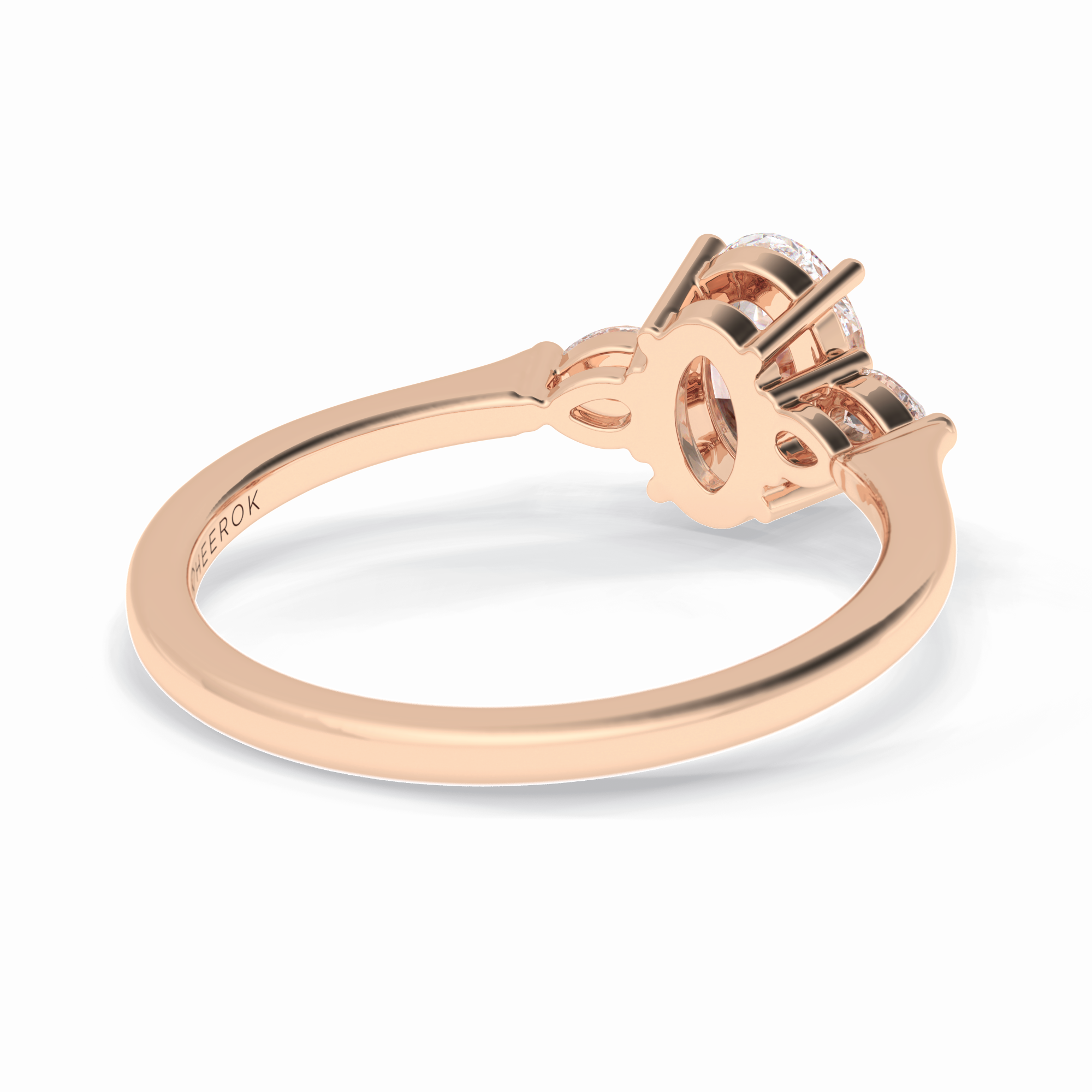 Celestial Harmony 1 Carat Oval VVS1 Moissanite Three Stone Engagement Ring in 18K Rose Gold
