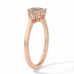 Celestial Harmony 1 Carat Oval VVS1 Moissanite Three Stone Engagement Ring in 18K Rose Gold