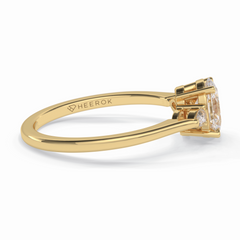 Celestial Harmony 1 Carat Oval VVS1 M oissanite Three Stone Engagement Ring in 18K Yellow Gold 