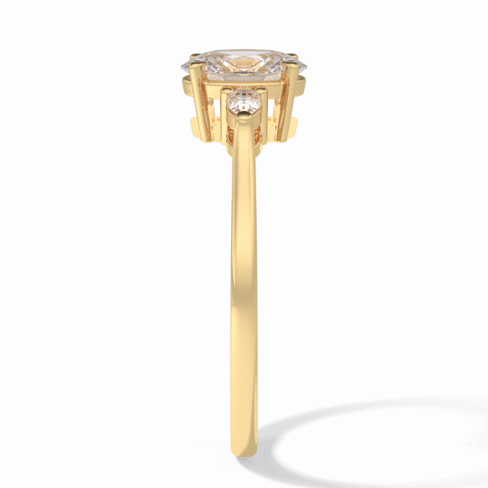 Celestial Harmony 1 Carat Oval VVS1 M oissanite Three Stone Engagement Ring in 18K Yellow Gold 