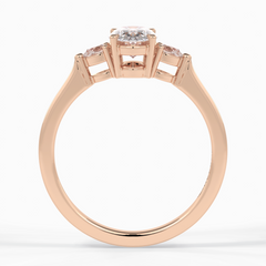 Celestial Harmony 1 Carat Oval VVS1 Moissanite Three Stone Engagement Ring in 18K Rose Gold