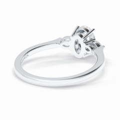 Celestial Harmony 1 Carat Oval VVS1 Moissanite Three Stone Engagement Ring in 18K White Gold
