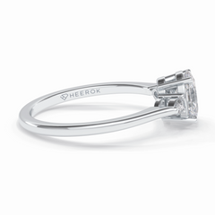 Celestial Harmony 1 Carat Oval VVS1 Moissanite Three Stone Engagement Ring in 18K White Gold