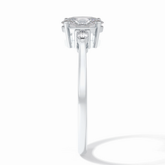 Celestial Harmony 1 Carat Oval VVS1 Moissanite Three Stone Engagement Ring in 18K White Gold