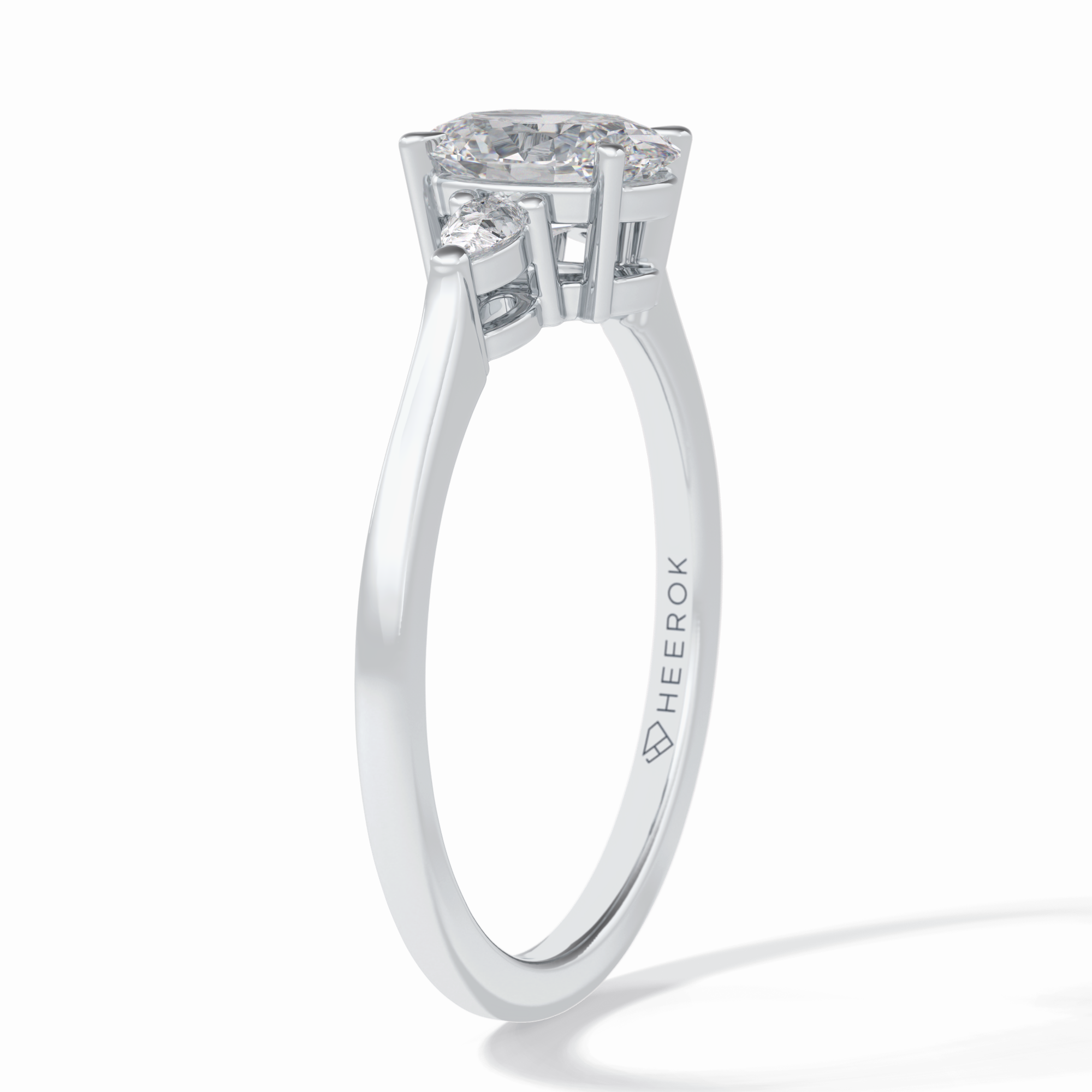 Celestial Harmony 1 Carat Oval VVS1 Moissanite Three Stone Engagement Ring in 18K White Gold