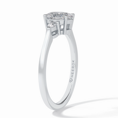 Celestial Harmony 1 Carat Oval VVS1 Moissanite Three Stone Engagement Ring in 18K White Gold