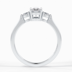 Celestial Harmony 1 Carat Oval VVS1 Moissanite Three Stone Engagement Ring in 18K White Gold