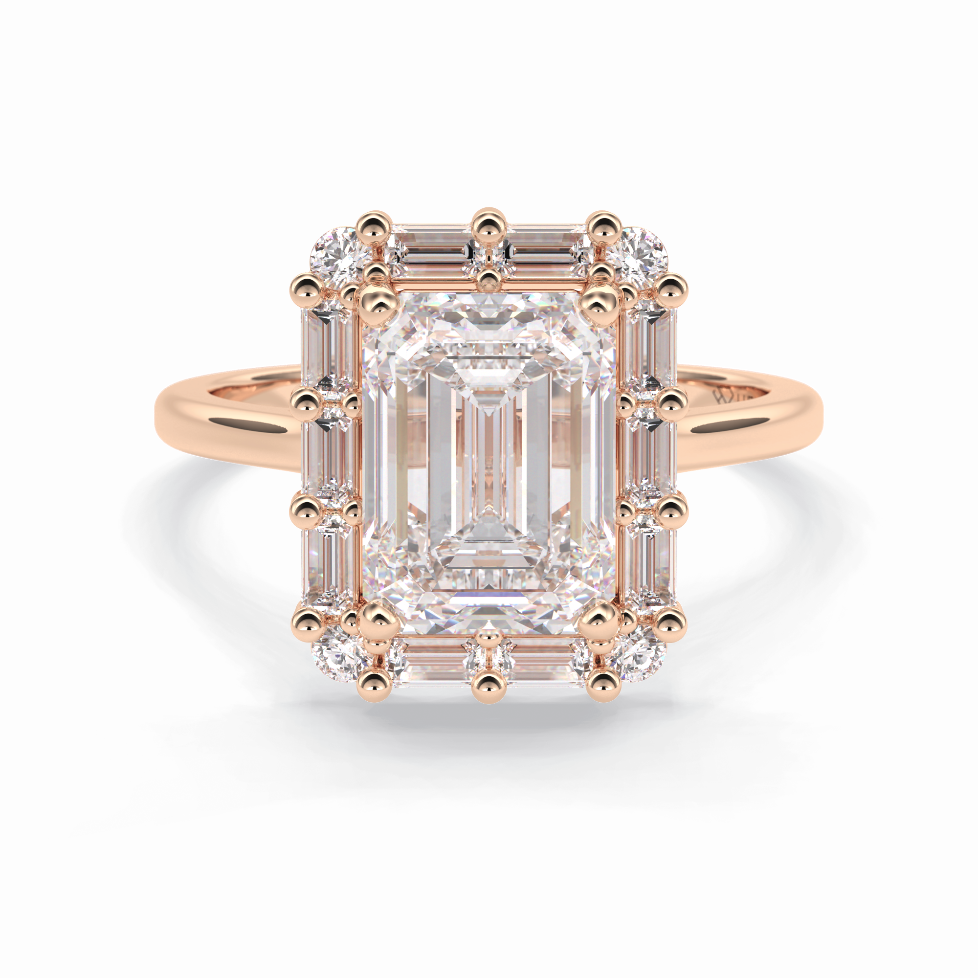 Celestial Portal 2.92 Carat Emerald VS1 Lab-Grown Halo Engagement Ring in 18K Rose Gold