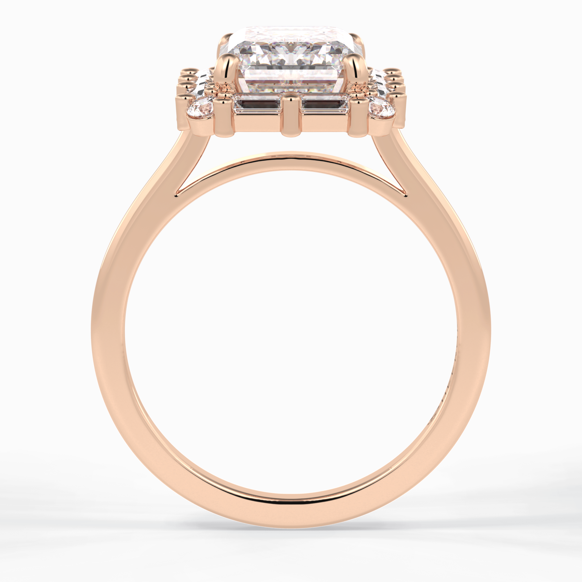 Celestial Portal 2.92 Carat Emerald VS1 Lab-Grown Halo Engagement Ring in 18K Rose Gold