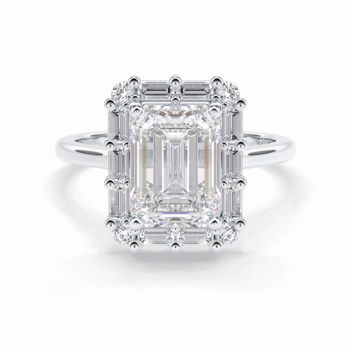 Celestial Portal 2.92 Carat Emerald VS1 Lab-Grown Halo Engagement Ring in 18K White Gold