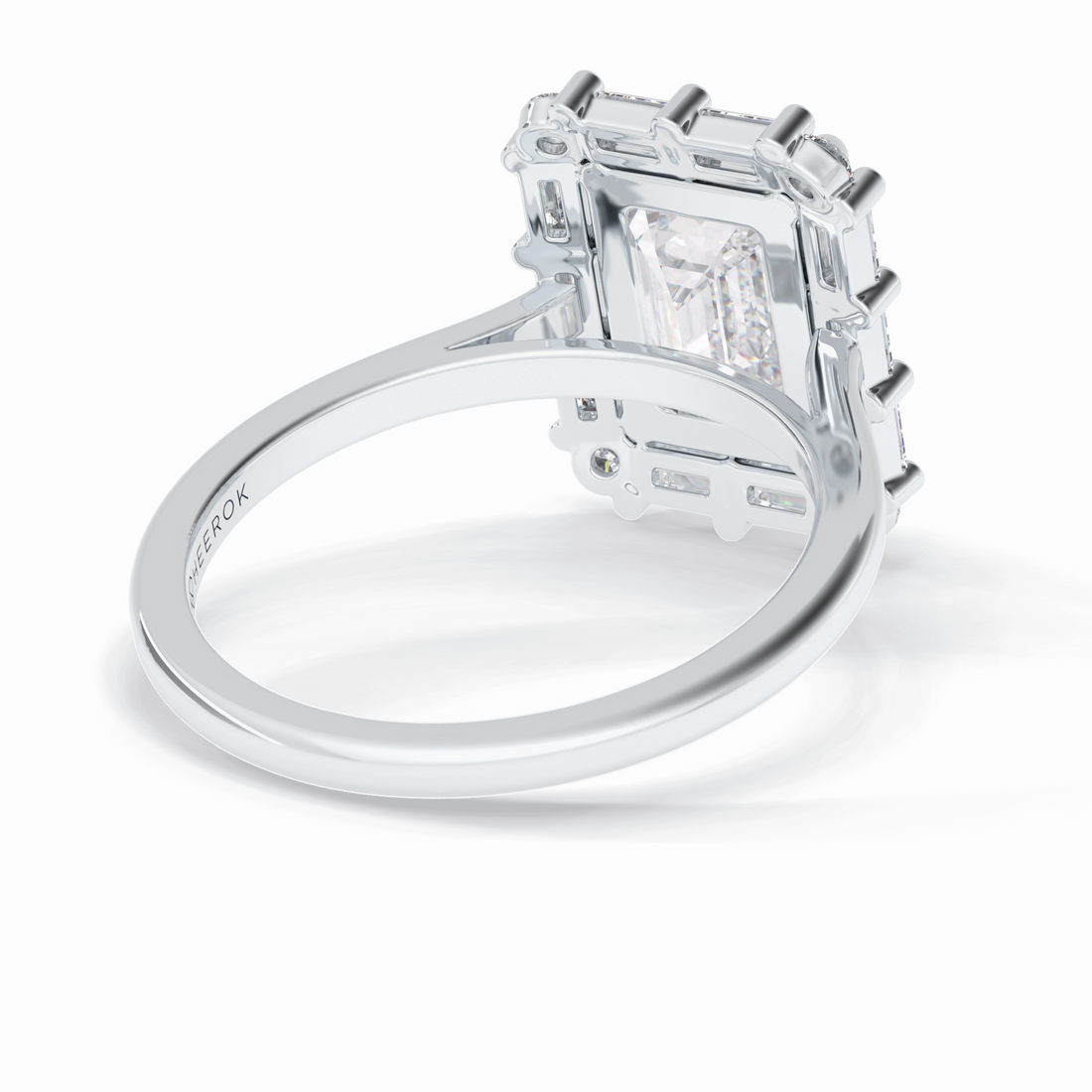 Celestial Portal 2.92 Carat Emerald VS1 Lab-Grown Halo Engagement Ring in 18K White Gold