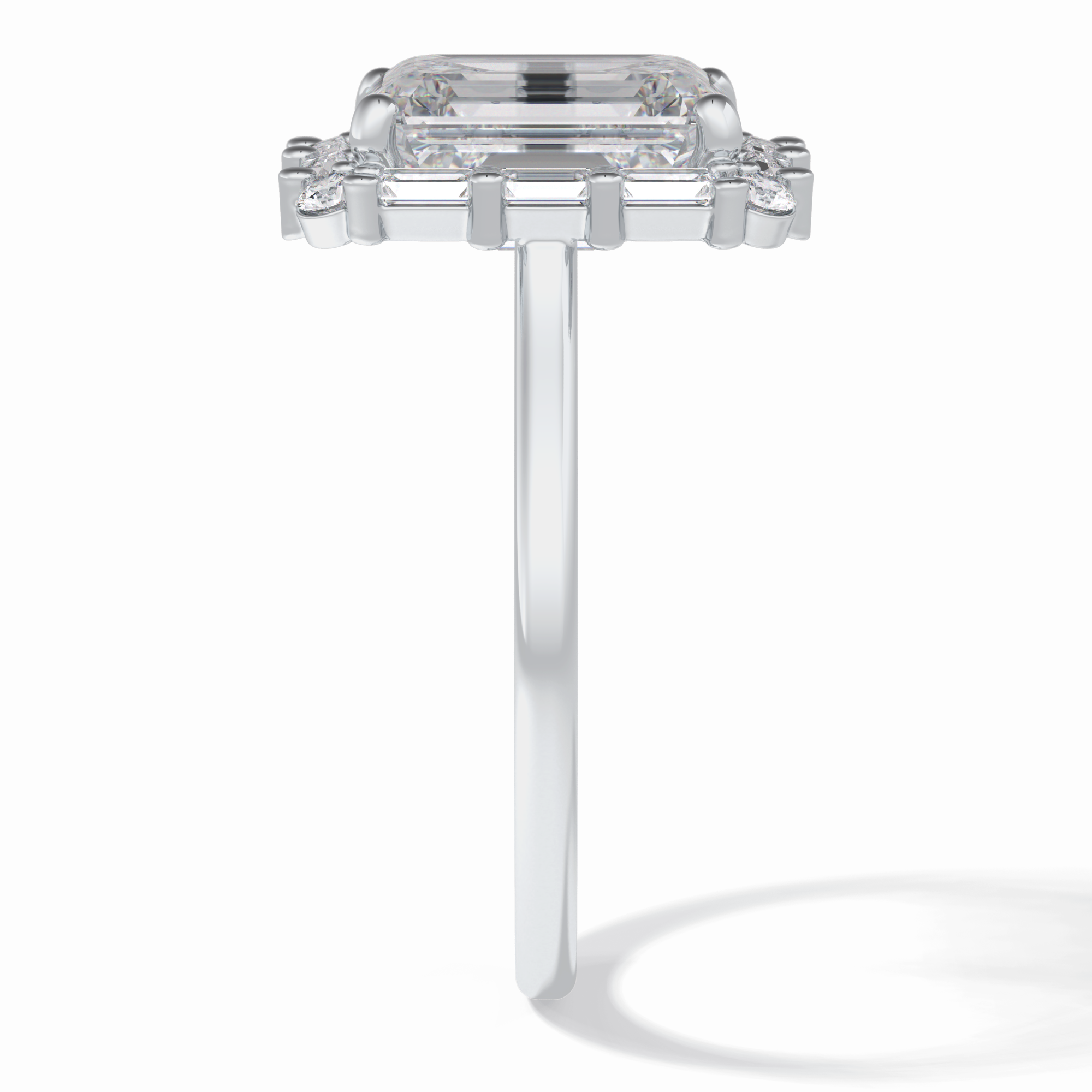 Celestial Portal 2.92 Carat Emerald VS1 Lab-Grown Halo Engagement Ring in 18K White Gold