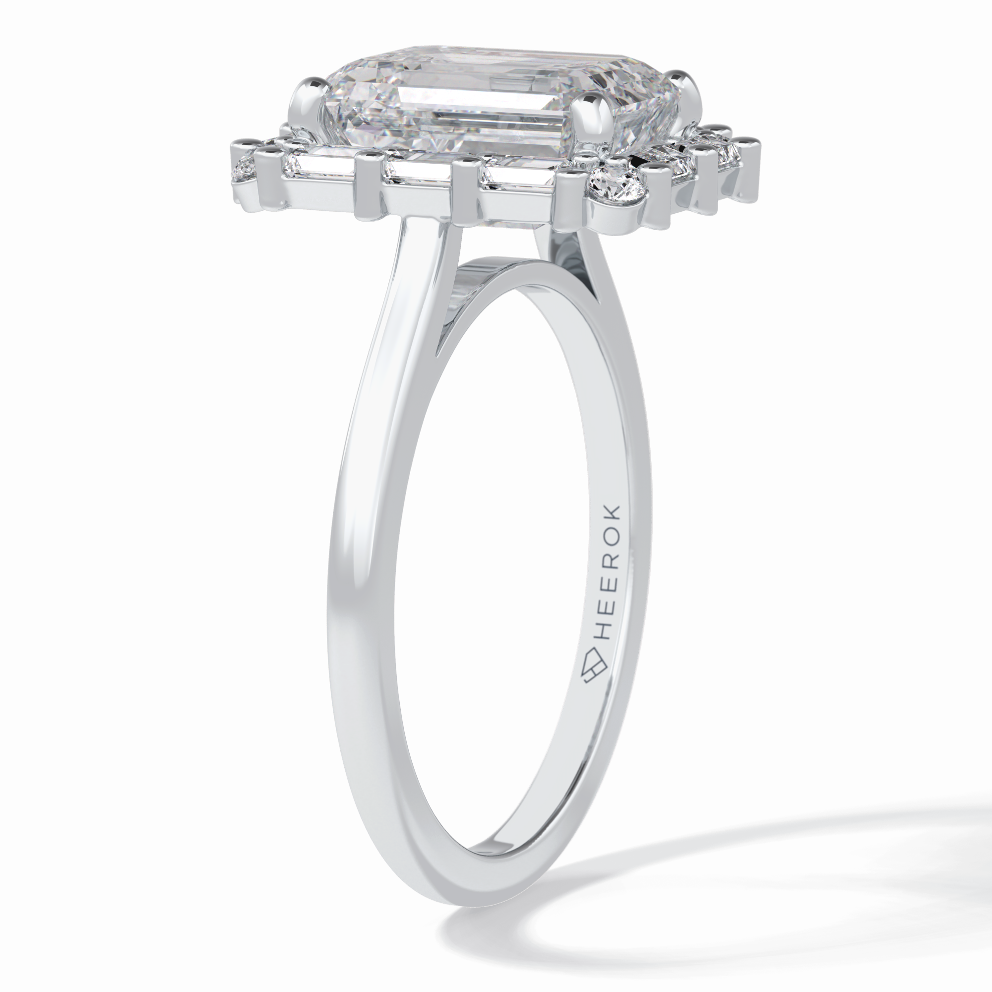 Celestial Portal 2.92 Carat Emerald VS1 Lab-Grown Halo Engagement Ring in 18K White Gold