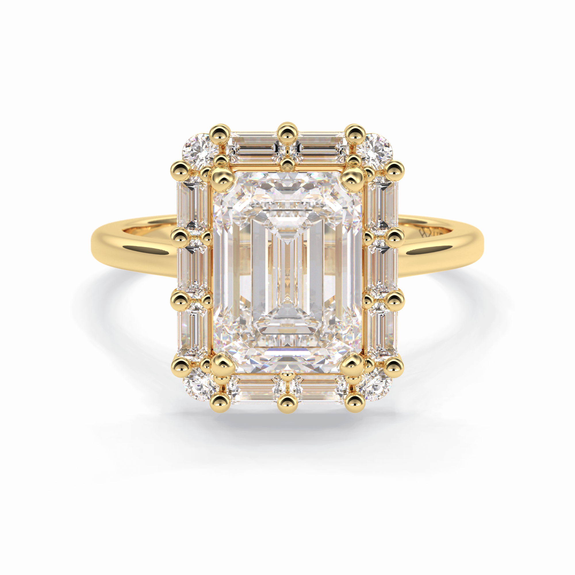 Celestial Portal 2.92 Carat Emerald VS1 Lab-Grown Halo Engagement Ring in 18K Yellow Gold