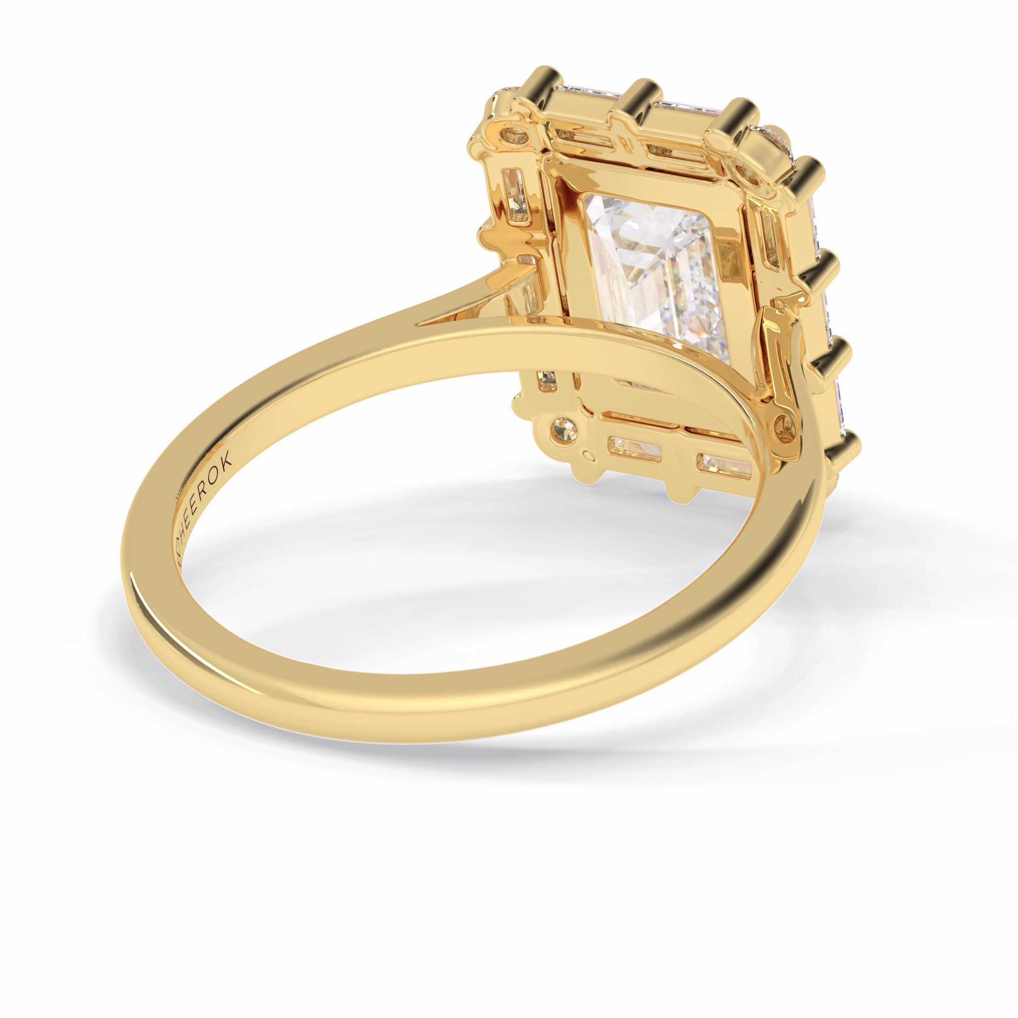 Celestial Portal 2.92 Carat Emerald VS1 Lab-Grown Halo Engagement Ring in 18K Yellow Gold