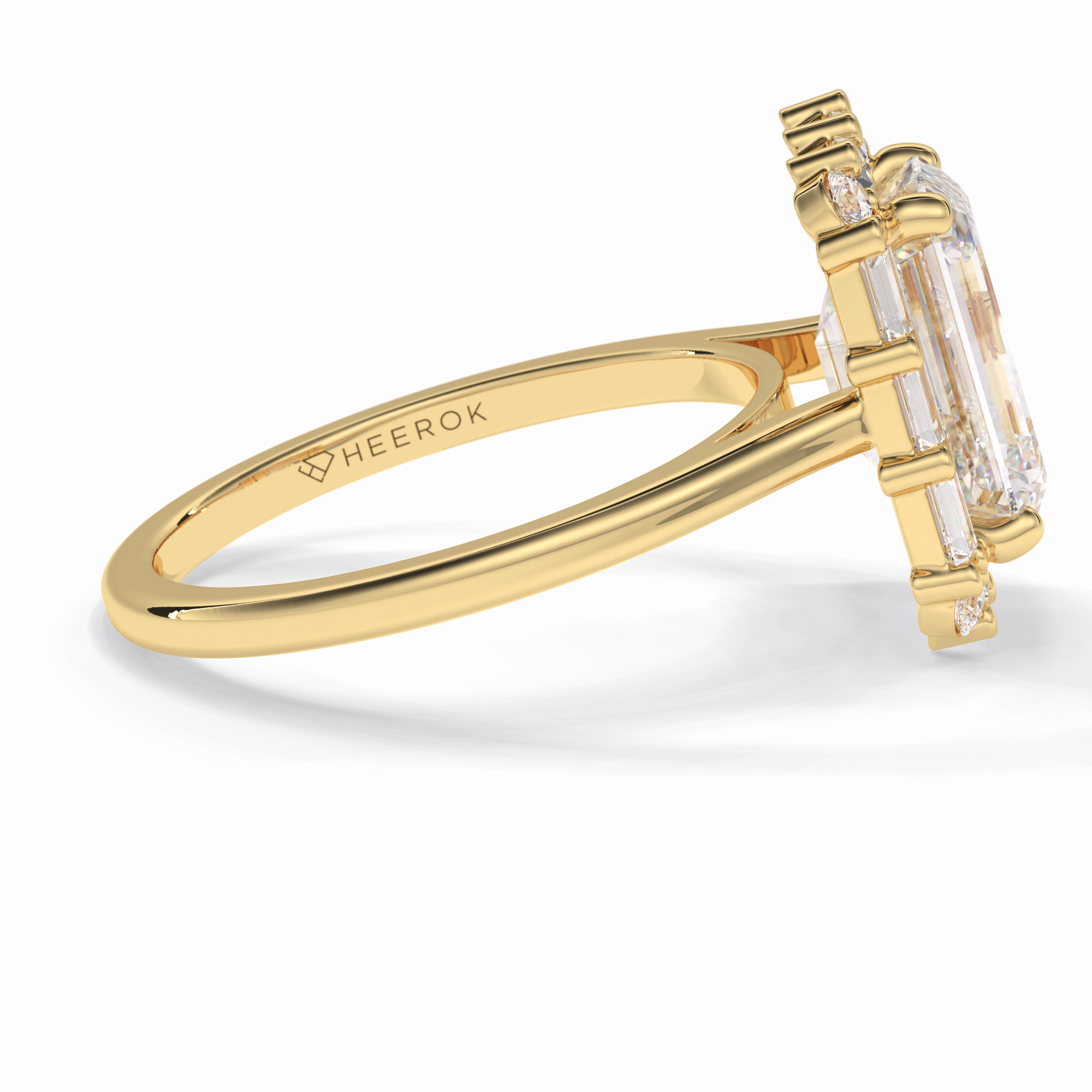 Celestial Portal 2.92 Carat Emerald VS1 Lab-Grown Halo Engagement Ring in 18K Yellow Gold