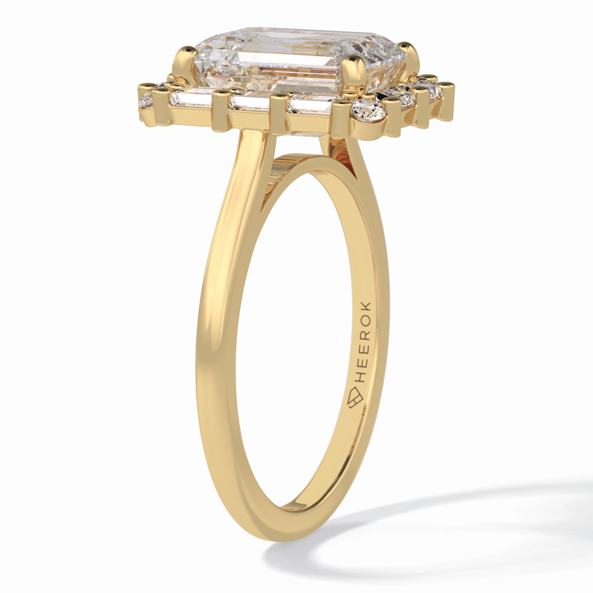 Celestial Portal 2.92 Carat Emerald VS1 Lab-Grown Halo Engagement Ring in 18K Yellow Gold