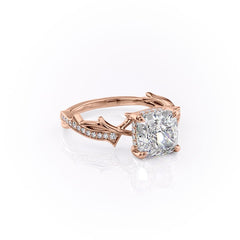 Celestial Radiance 2 Carat VVS1 Lab-Grown Cushion Pave Engagement Ring in 18K Rose Gold Front Cross View