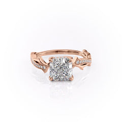 Celestial Radiance 2 Carat VVS1 Lab-Grown Cushion Pave Engagement Ring in 18K Rose Gold Front View