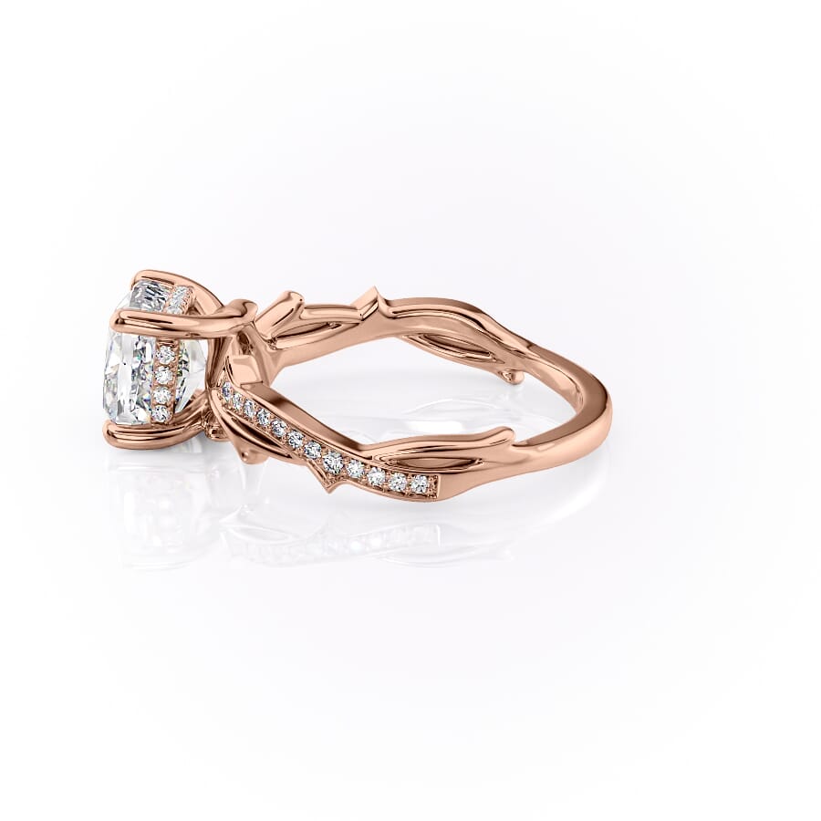 Celestial Radiance 2 Carat VVS1 Lab-Grown Cushion Pave Engagement Ring in 18K Rose Gold  Left View