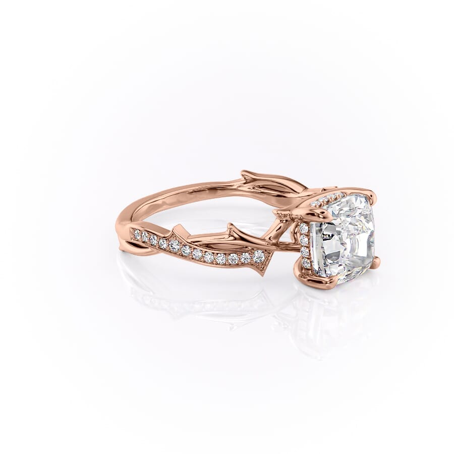 Celestial Radiance 2 Carat VVS1 Lab-Grown Cushion Pave Engagement Ring in 18K Rose Gold Right Cross View