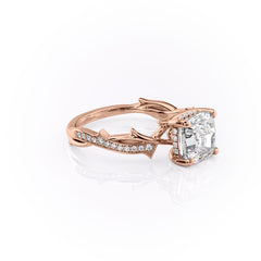 Celestial Radiance 2 Carat VVS1 Lab-Grown Cushion Pave Engagement Ring in 18K Rose Gold Right Cross View